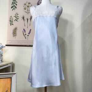 Vintage 90s Y2k Lace Satin Rosette Slip Dress Coquette Romantic Dolly Dollette S